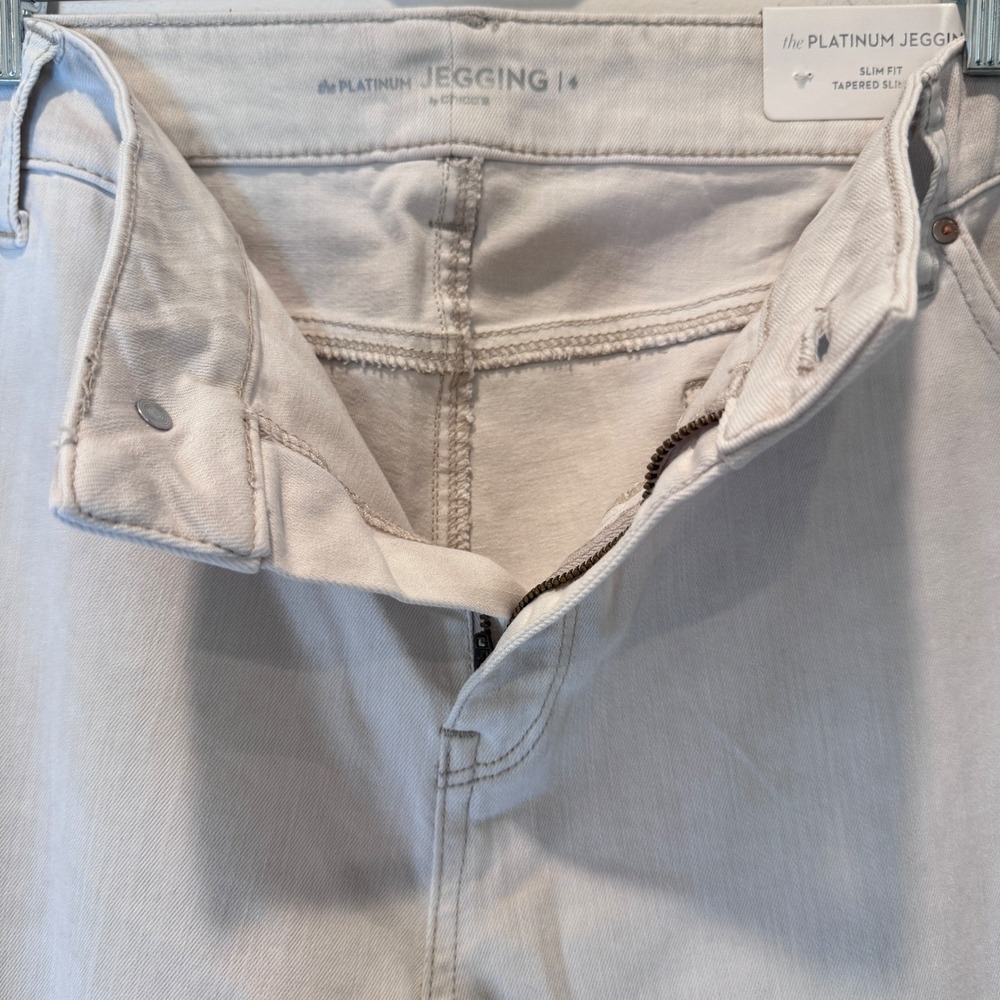 Chicos Size 4 Platinum Jegging‎ Jeans Preppy Summer Beach  Vacation Travel Chic - Picture 6 of 7